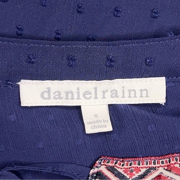 Small Daniel Rainn Blue Dress Boho Peasant Long Sleeve Embroidered Accent Lined - Picture 13 of 15